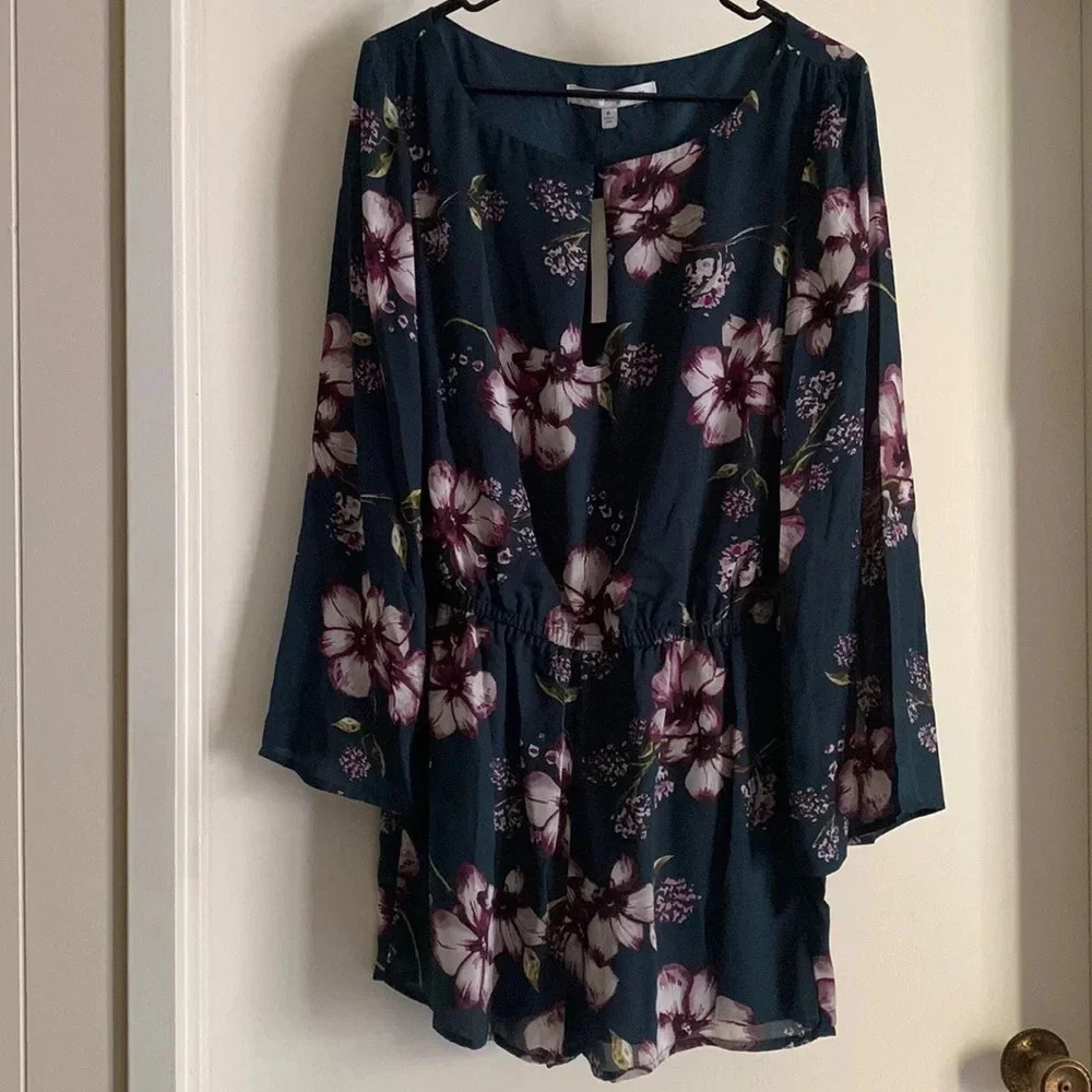 cupcakes and cashmere long sleeve‎ romper - Green/Purple - Size 6 - NWT